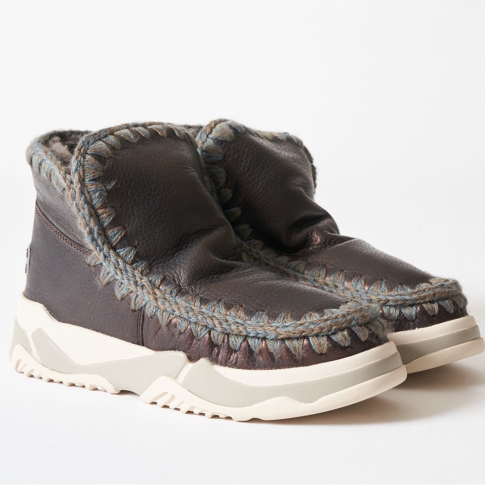 Mou Eskimo Trainer Sneaker Boot Metallic Brown Shearling Sz 40 US 9